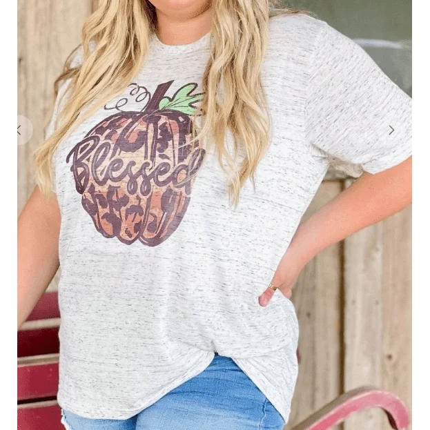 Blessed Leopard Pumpkin T-shirt Zippered Buttoned Snapped