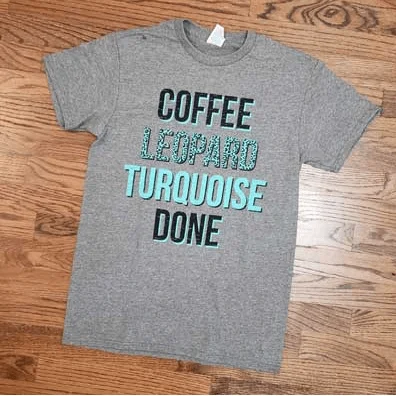 Coffee, Leopard, Turquoise, Done T-shirt Thin T-Shirt Open Front Quick Dry