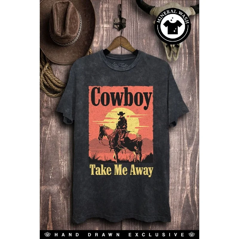 Cowboy Take Me Away Graphic Tee Ribbed T-Shirt High Neck Heavyweight