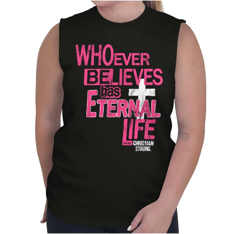 Eternal Life Sleeveless T-Shirt Lace Blend Ribbed Blend Corduroy Blend