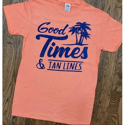 Good times & tan lines t-shirt Solid Print Embellished