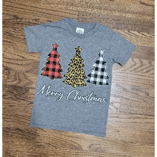 Leopard and plaid trees youth tees Terry Blend Velvet Blend Canvas Blend