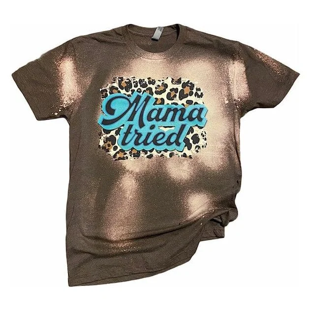 Mama tried acid washed tee Spandex Blend Rayon Blend Denim Blend