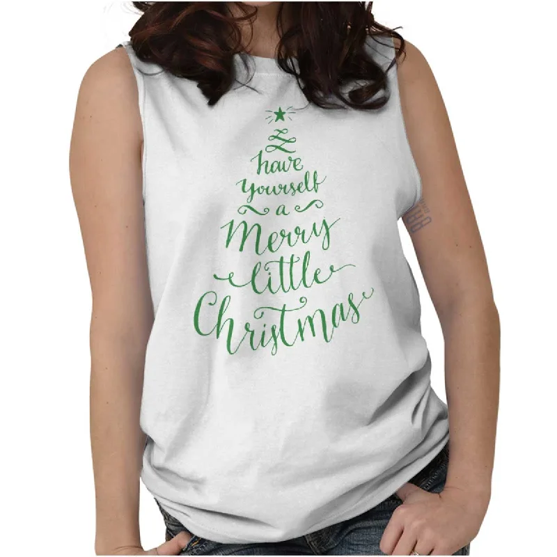 Merry Little Christmas Sleeveless T-Shirt Iron Safe Non-Iron Wrinkle Free