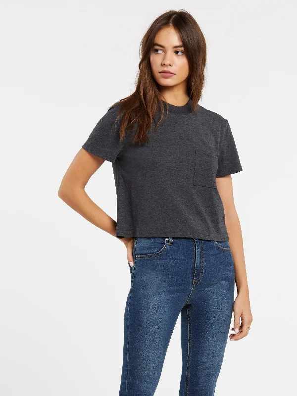 Pocket Stone T-shirt - HEATHER BLACK Welt Pockets Slit Pockets