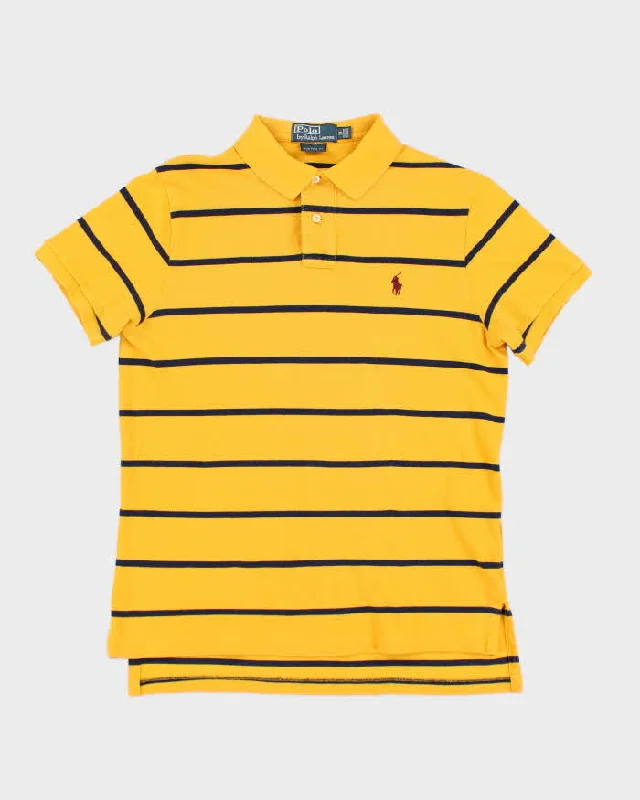 Ralph Lauren Yellow Stripe Polo Shirt - M Thin T-Shirt Open Front Quick Dry