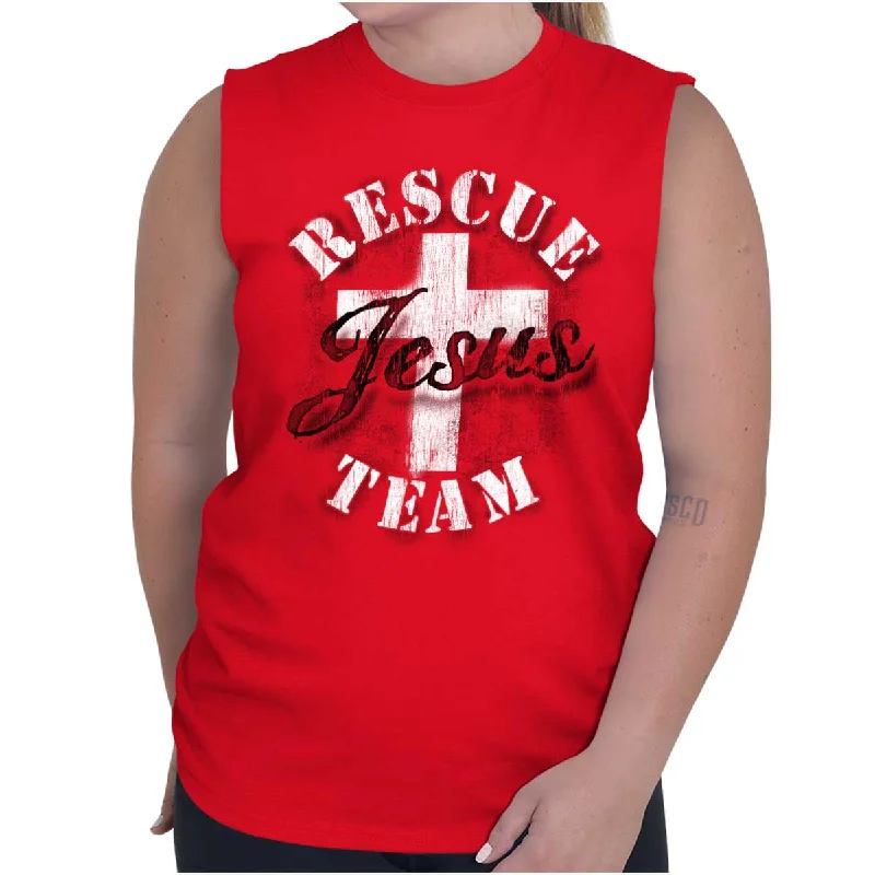 Rescue Team Sleeveless T-Shirt Beaded Sequined Faux Fur