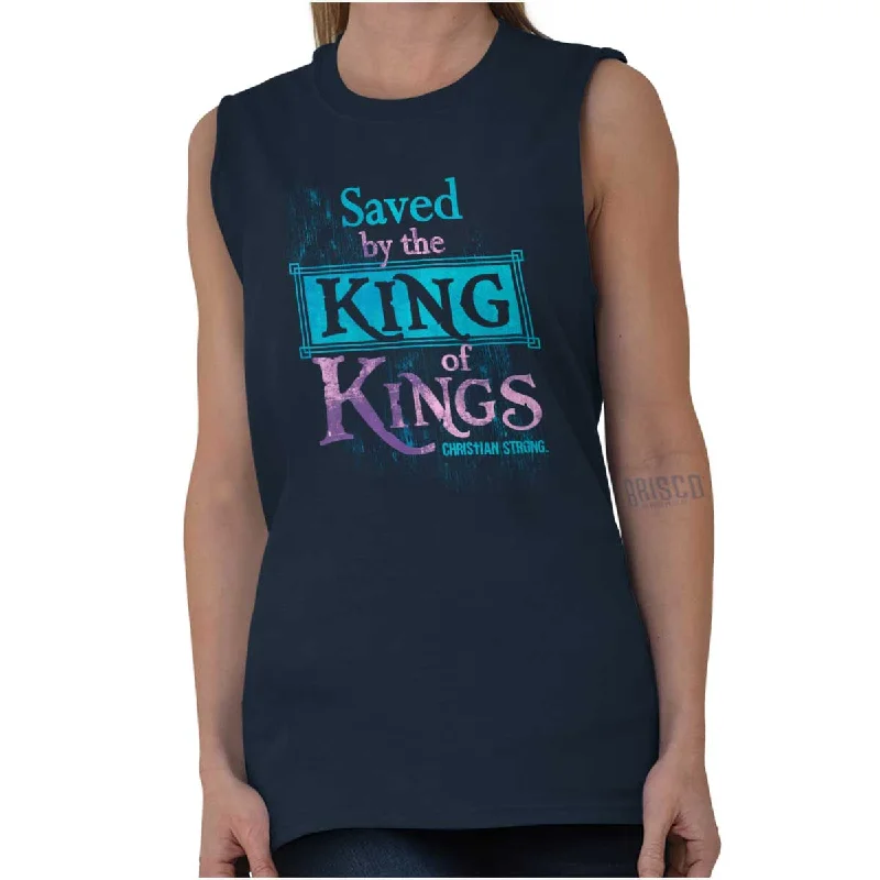 Saved by King of Kings Sleeveless T-Shirt Elegant Classic Vintage