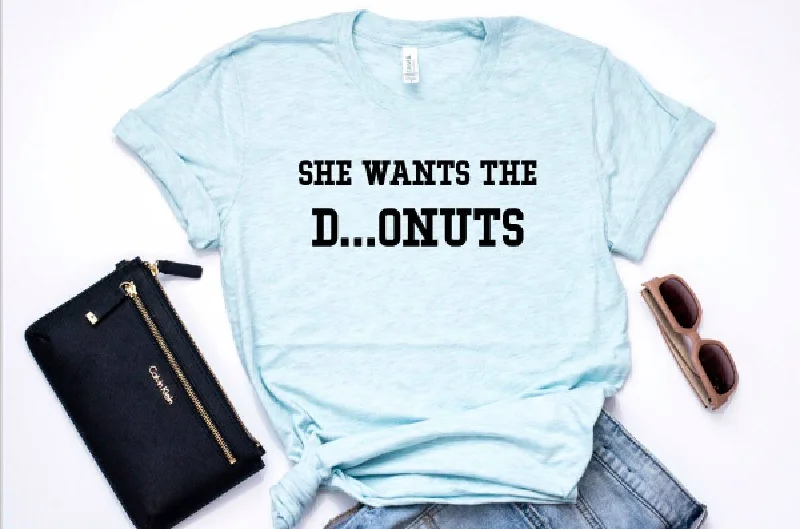 She Wants The D...onuts Prism Color T-Shirt Hooded Caped Shawl Collar