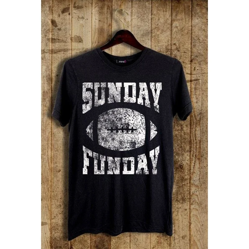 Sunday Funday Football Graphic Tee Solid Print Embellished