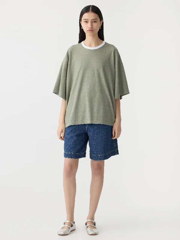 super slouch short sleeve t.shirt Notch Collar Peter Pan Collar Cowl Neck