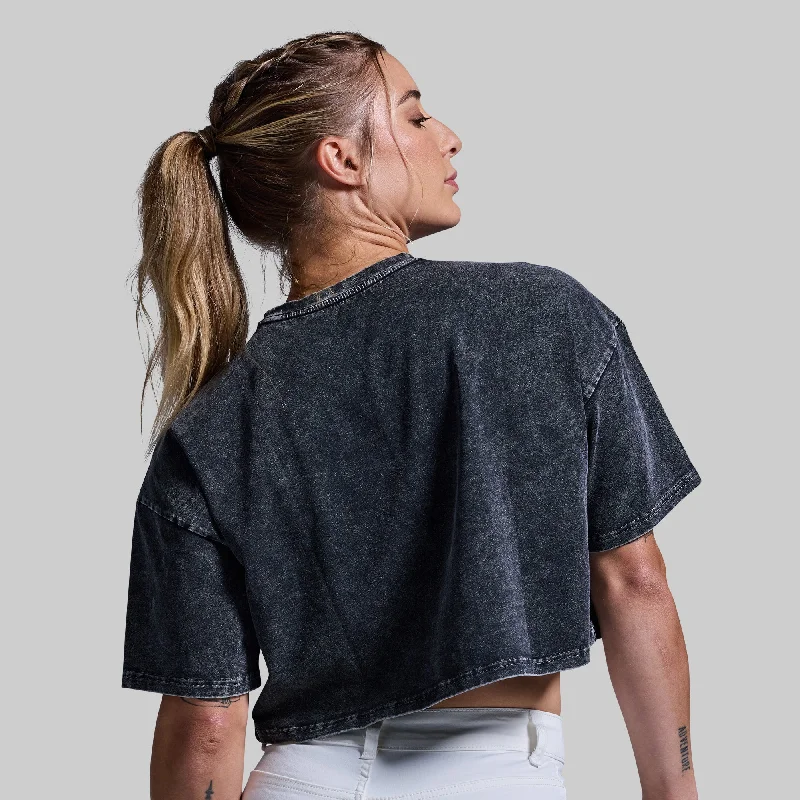 Training Crop Tee 2.0 (Washed Black) Terry Blend Velvet Blend Canvas Blend