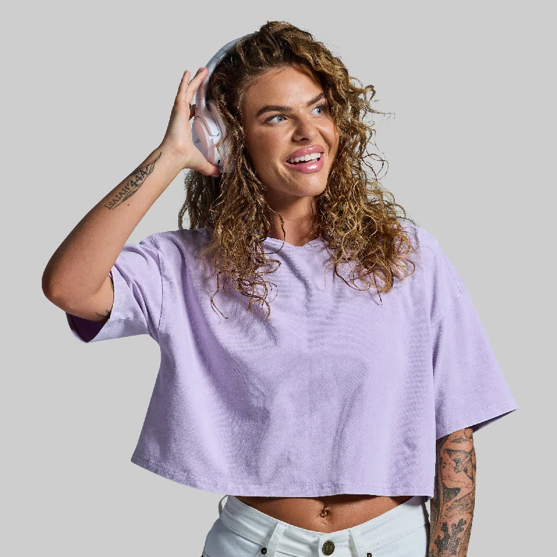 Training Crop Tee 2.0 (Washed Orchid) Seamless Knitted Crochet