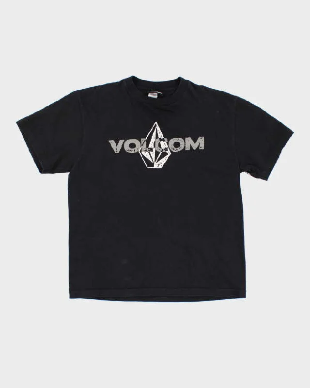 Vintage Y2k 00s Volcom T-shirt - M Ribbed Striped Patterned