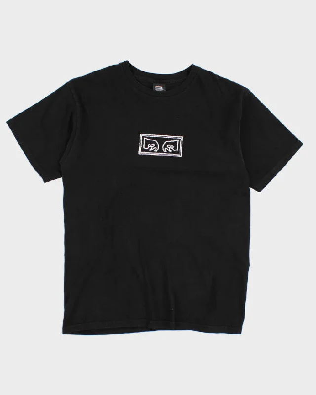 Y2k Obey Black T-Shirt - M Ribbed T-Shirt High Neck Heavyweight