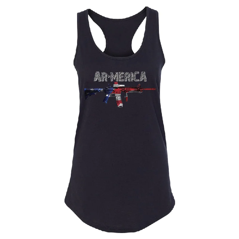 Zexpa Apparel™ AR-MERICA 2nd Amendment Keep & Bear Arms Women's Racerback Souvenir Shirt Oversized T-Shirt Spandex breathable