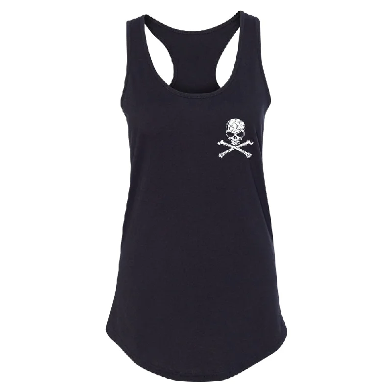 Zexpa Apparel™ Pocket Design - Skull and Crossbones Women's Racerback Souvenir Shirt Modern Contemporary Chic