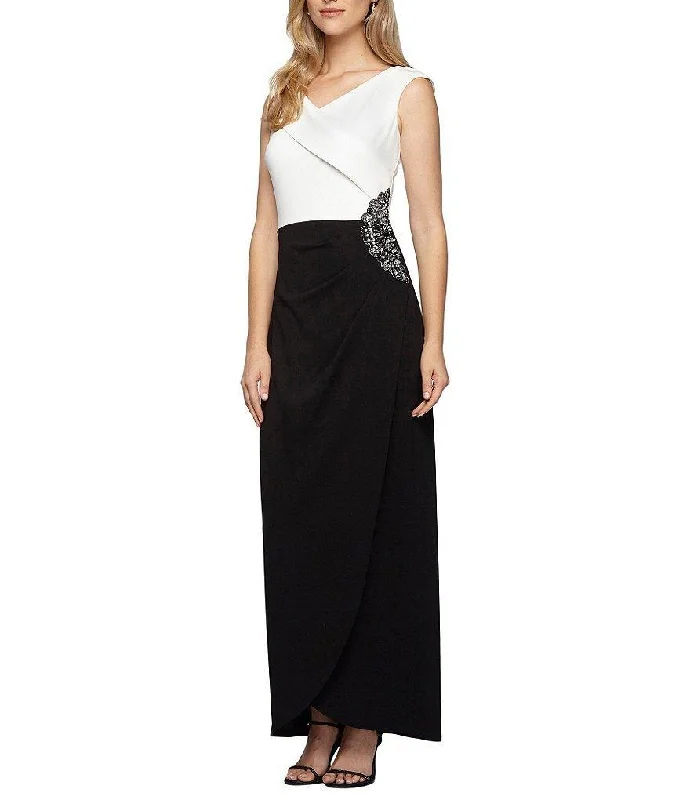 Alex Evenings - V Neck Rhinestone Accented Long Dress 160088SC