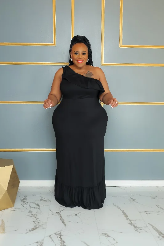 Black In A Ruffle Dress