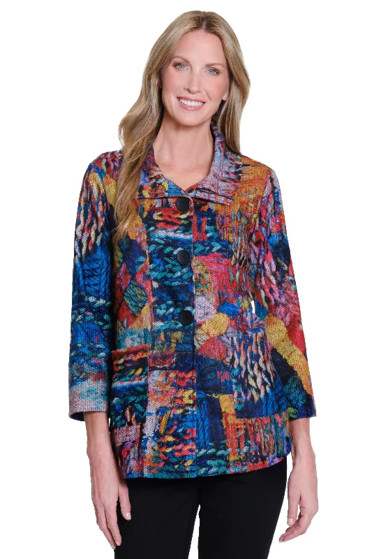 Brushed Knit Jacket - Multi Toggled Jacket Drawstring Jacket Belted Jacket