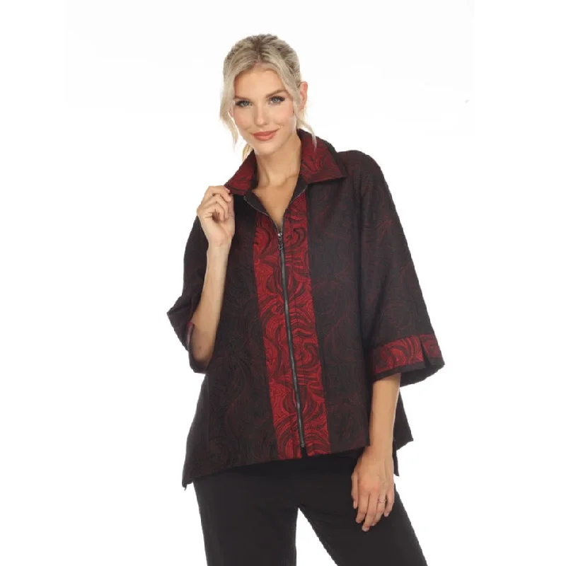 Moonlight Two-Tone Jacquard Jacket in Red- 3597 Toggled Jacket Drawstring Jacket Belted Jacket Moonlight Two-Tone Jacquard Jacket in Red- 3597 Toggled Jacket Drawstring Jacket Belted Jacket