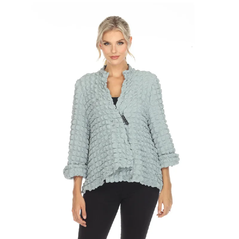 Moonlight Solid Asymmetric Jacket in Sage Blue - 3715-BLU Cardigan Sweater Pullover