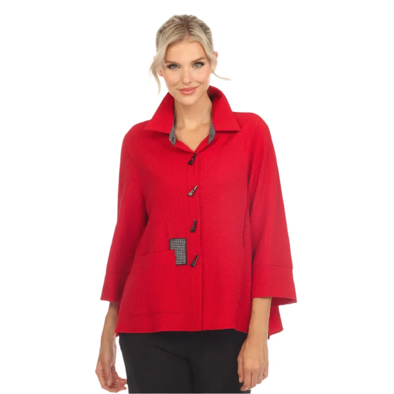 Moonlight Patch Trim Shirt/Jacket in Red - 3649-RD Embroidered Jacket Appliqued Jacket Beaded Jacket Moonlight Patch Trim Shirt/Jacket in Red - 3649-RD Embroidered Jacket Appliqued Jacket Beaded Jacket