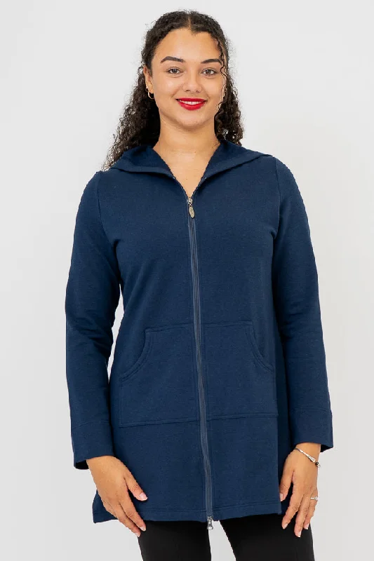 Cortes Jacket, Indigo, Bamboo Notch Collar Jacket Peter Pan Collar Jacket Cowl Neck Jacket Cortes Jacket, Indigo, Bamboo Notch Collar Jacket Peter Pan Collar Jacket Cowl Neck Jacket