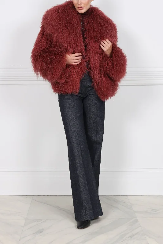 The Brynn Shearling Jacket in Red Anorak Shell Jacket Lightweight Jacket