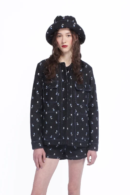 Denim Embroidered Roses Barn Jacket Embroidered Jacket Appliqued Jacket Beaded Jacket Denim Embroidered Roses Barn Jacket Embroidered Jacket Appliqued Jacket Beaded Jacket