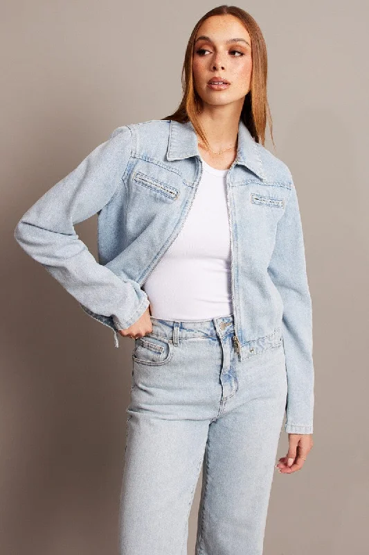 Denim Jacket Long Sleeve Mesh Jacket Canvas Jacket Denim Jacket
