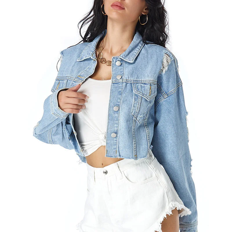 Denim Jacket Women European And American Foreign Trade Lace Jacket Ribbed Jacket Sequined Jacket Denim Jacket Women European And American Foreign Trade Lace Jacket Ribbed Jacket Sequined Jacket