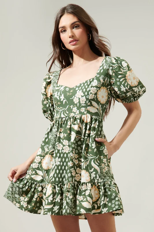 Fernwood Floral Evy Sweetheart Mini Dress Fashionable A-Line Mini Dress