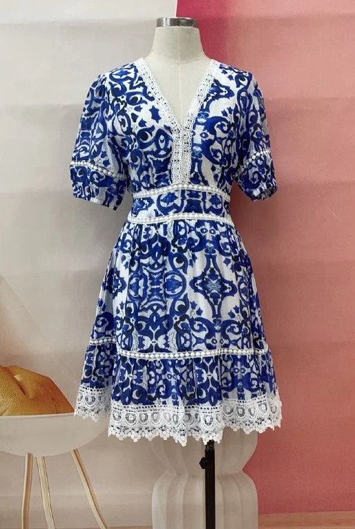 HAYLEY BLUE & WHITE DRESS