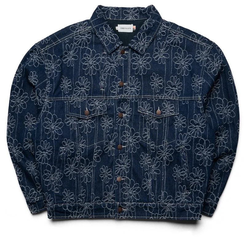 Honor The Gift Flower Jacquard Jacket - Indigo Lace Jacket Ribbed Jacket Sequined Jacket Honor The Gift Flower Jacquard Jacket - Indigo Lace Jacket Ribbed Jacket Sequined Jacket