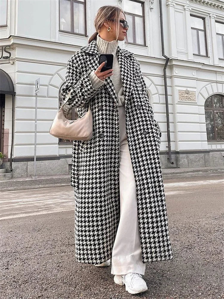 Houndstooth Autumn Fashion Slim Long Winter Street Temperament New Jacket Herringbone Jacket Houndstooth Jacket Plaid Jacket Houndstooth Autumn Fashion Slim Long Winter Street Temperament New Jacket Herringbone Jacket Houndstooth Jacket Plaid Jacket