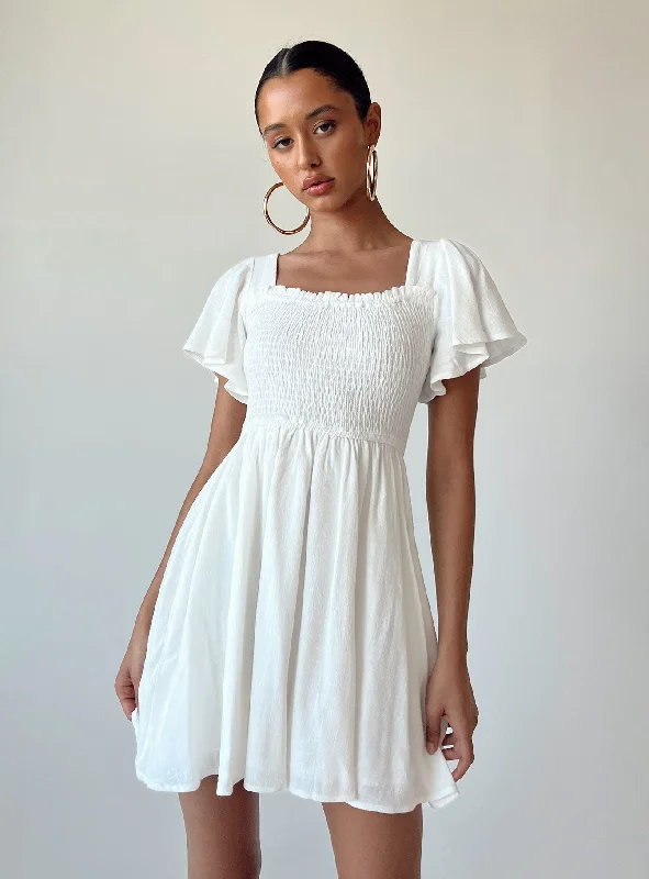 Imagine Mini Dress White Trendy Mesh Mini Dress