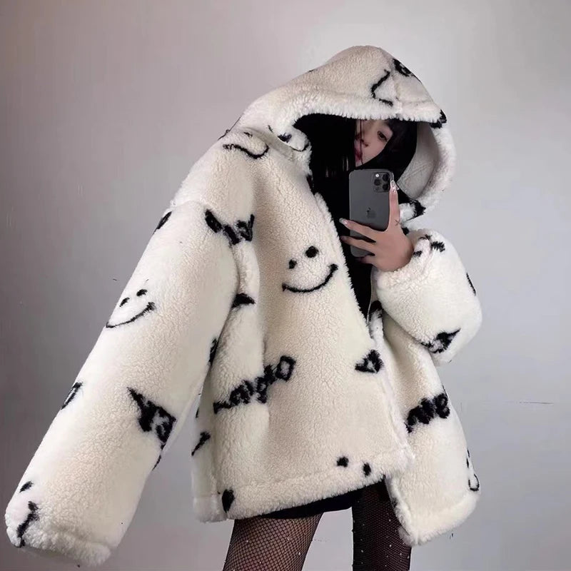 Jackets For Women Winter Cashmere Chic Printing Hooded Fashion Street Outerwear Sweet Casual College Women's jacket Coat Hoodie Zip-Up Jacket Button-Up Jacket Jackets For Women Winter Cashmere Chic Printing Hooded Fashion Street Outerwear Sweet Casual College Women's jacket Coat Hoodie Zip-Up Jacket Button-Up Jacket