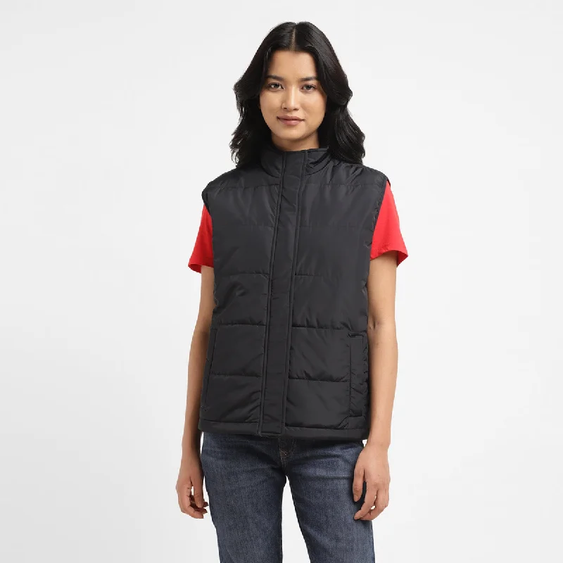 Women's Solid Black High Neck Padded Jacket Print Jacket Jacquard Jacket Patchwork Jacket Women's Solid Black High Neck Padded Jacket Print Jacket Jacquard Jacket Patchwork Jacket