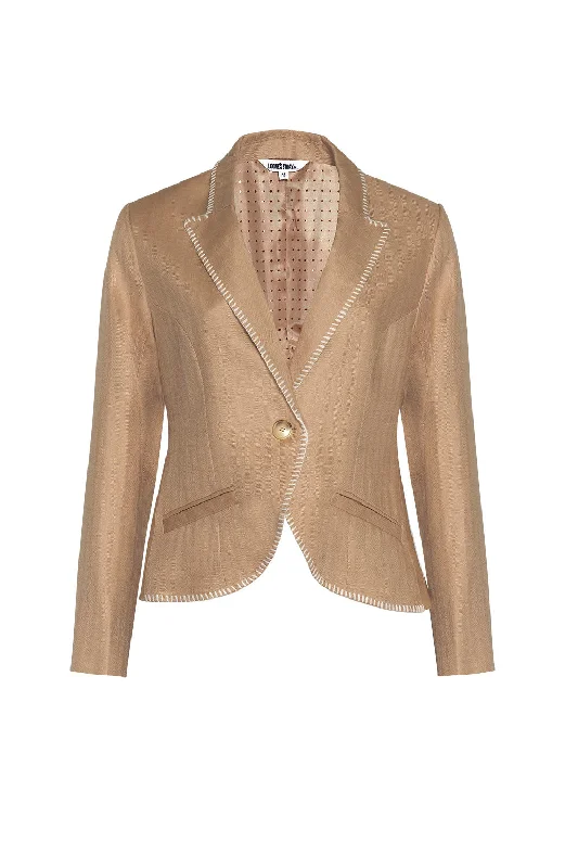 LOOBIES STORY CORTONA JACKET - BISCUIT Boat Neck Shawl Collar Notched Collar