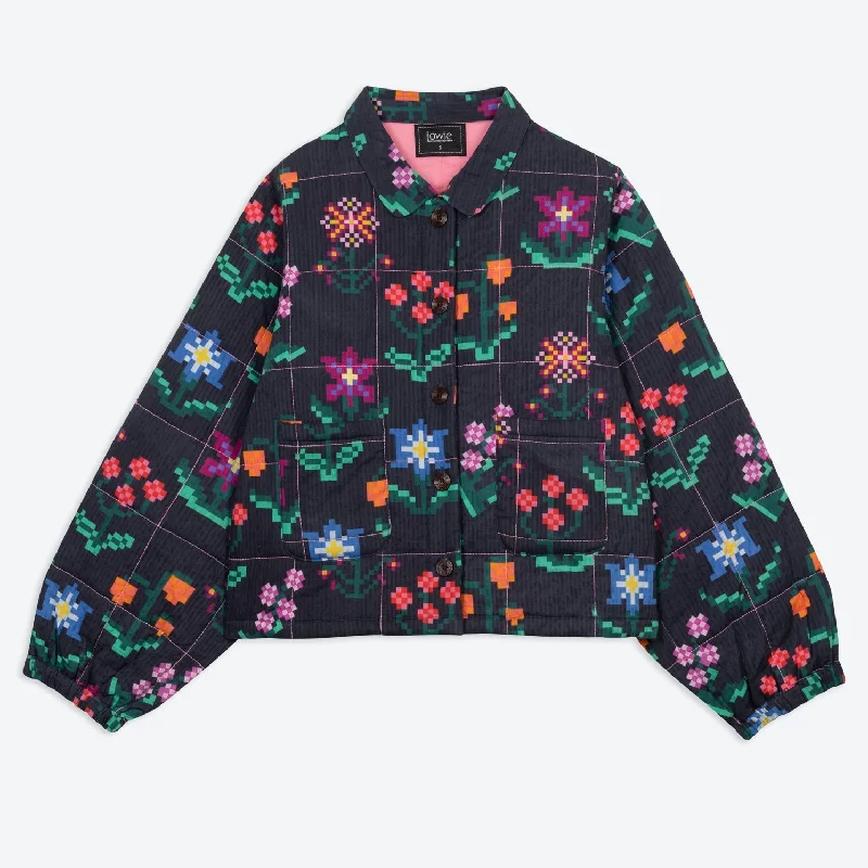 Lowie Needlepoint Print Quilted Jacket Toggled Jacket Drawstring Jacket Belted Jacket