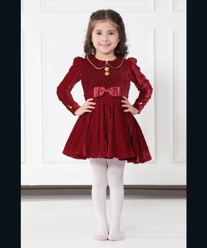 MAROON VELVET DRESS