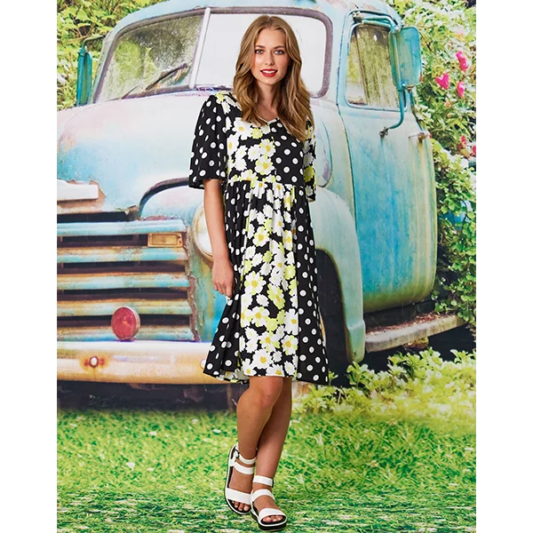 Menorca Dress Black/Yellow