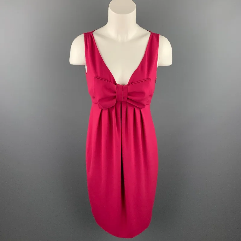MOSCHINO Size 8 Fuchsia Polyester Empire Waist Cocktail Dress
