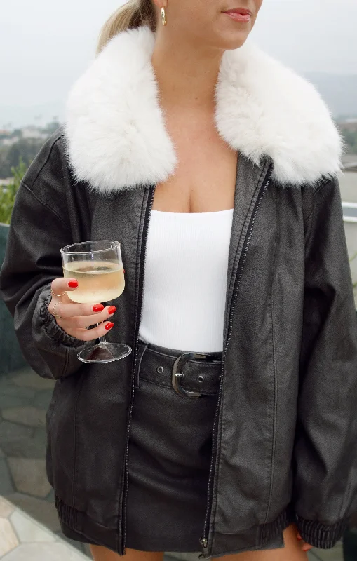 Motor City Jacket ~ Vintage Black Faux Leather with Faux Fur Wool Fabric Cashmere Fabric Tweed Fabric Motor City Jacket ~ Vintage Black Faux Leather with Faux Fur Wool Fabric Cashmere Fabric Tweed Fabric
