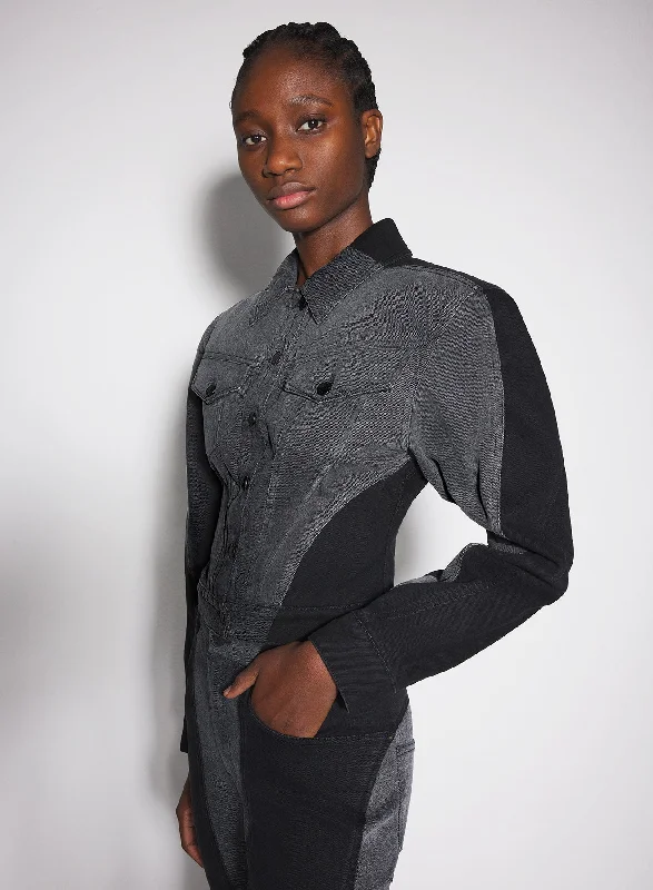 bi-tone black denim jacket Corduroy Jacket Velvet Jacket Brocade Jacket