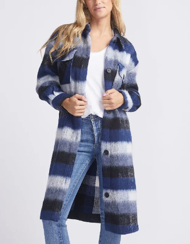 Nellie Jacket - Blue Check Denim Jacket Leather Jacket Suede Jacket