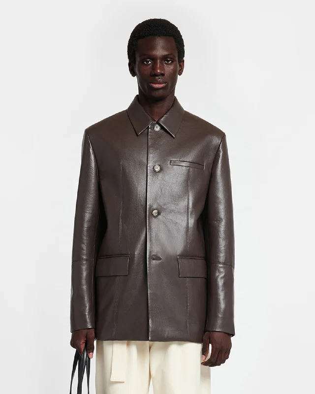 Danick - Regenerated Leather Jacket - Coffee Bean Wool Jacket Cashmere Jacket Tweed Jacket Danick - Regenerated Leather Jacket - Coffee Bean Wool Jacket Cashmere Jacket Tweed Jacket