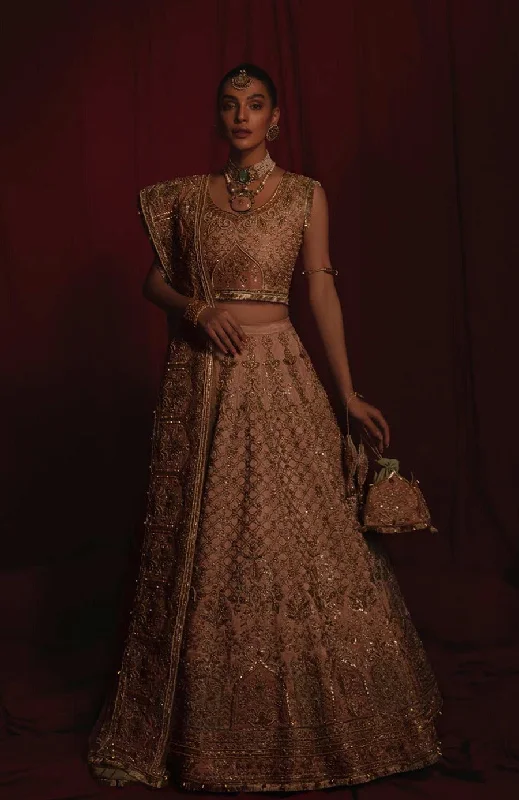 Pakistani Bridal Lehenga Choli Dupatta tea pink Dress