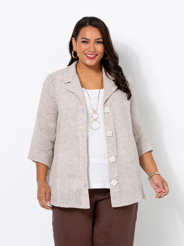 Oatmeal Crinkle Linen Jacket Faux Fur Jacket Real Fur Jacket Shearling Jacket